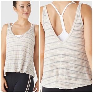 GLYDER Movement Tank Top Rosewater Stripe Waffle sz Large